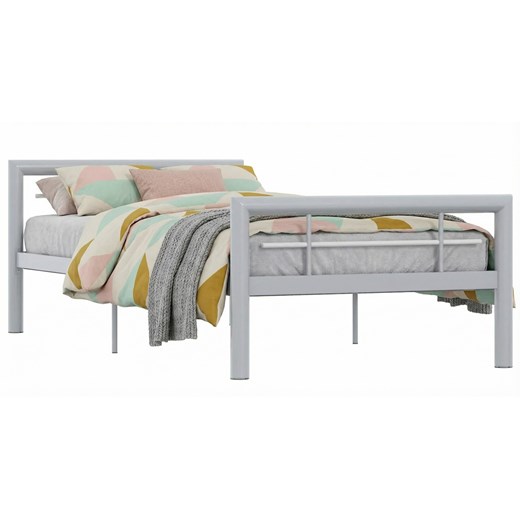 Szare metalowe łózko jednoosobowe 100x200 cm P6-C02 ze sklepu Edinos.pl w kategorii Łóżka i materace - zdjęcie 188715925