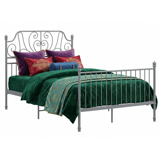 Szare metalowe łóżko z zagłówkiem 120x200 cm P1-L28 ze sklepu Edinos.pl w kategorii Łóżka i materace - zdjęcie 188715937