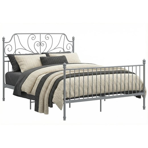 Szare metalowe łóżko w stylu loftowym 140x200 cm G4-W98 ze sklepu Edinos.pl w kategorii Łóżka i materace - zdjęcie 188715938