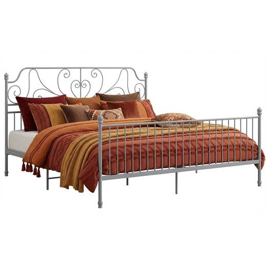 Szare metalowe łóżko dwuosobowe 160x200 cm P9-W32 ze sklepu Edinos.pl w kategorii Łóżka i materace - zdjęcie 188715939