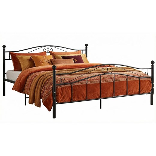 Czarne metalowe łóżko małżeńskie 200x200 cm T4-D19 ze sklepu Edinos.pl w kategorii Łóżka i materace - zdjęcie 188715947