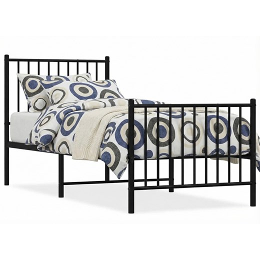 Czarne pojedyncze łóżko metalowe 90x200 cm D6-L41 ze sklepu Edinos.pl w kategorii Łóżka i materace - zdjęcie 188715956