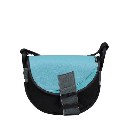 czarna z niebieską klapą damska torebka listonoszka skórzana na ra ze sklepu Słoń Torbalski w kategorii Listonoszki - zdjęcie 188721475