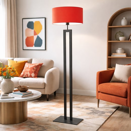 Nowoczesna lampa podłogowa do salonu KALIFORNIA z czerwonym abażurem 40 cm ze sklepu Lysne w kategorii Lampy podłogowe - zdjęcie 188722146