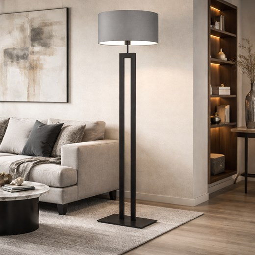Skandynawska lampa podłogowa do salonu KALIFORNIA w czarno-szarej kolorystyce ze sklepu Lysne w kategorii Lampy podłogowe - zdjęcie 188722149