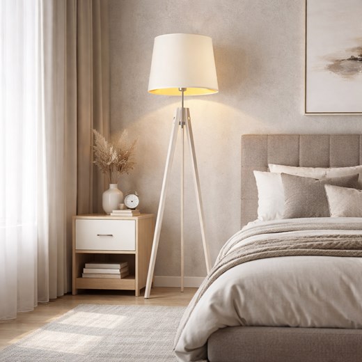 Drewniana lampa podłogowa w stylu glamour ARUBA GOLD ze sklepu Lysne w kategorii Lampy podłogowe - zdjęcie 188722205