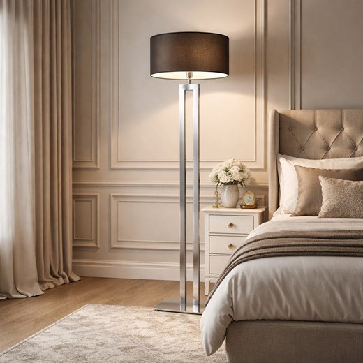 Klasyczna lampa stojąca z brązowym abażurem do salonu KALIFORNIA ze sklepu Lysne w kategorii Lampy podłogowe - zdjęcie 188722219