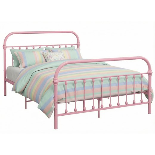 Różowe metalowe łózko 140x200 cm P2-Z61 ze sklepu Edinos.pl w kategorii Łóżka i materace - zdjęcie 188722956
