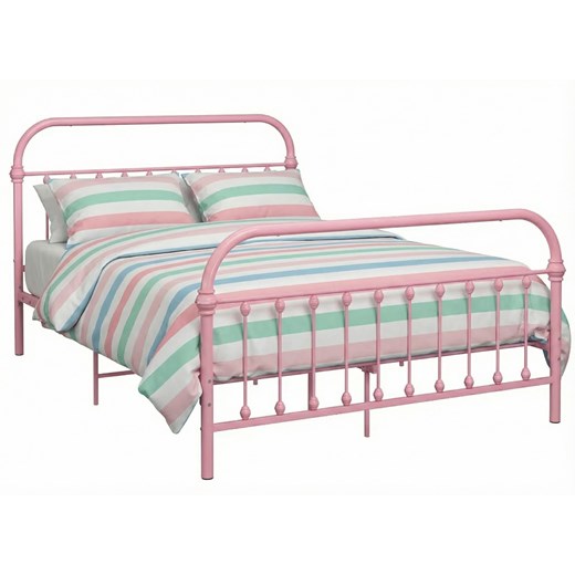 Różowe metalowe łóżko w stylu loft 180x200 cm T2-M56 ze sklepu Edinos.pl w kategorii Łóżka i materace - zdjęcie 188722957
