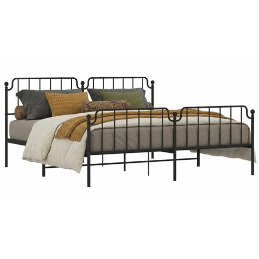 Czarne metalowe łóżko loftowe 200x200 cm N4-W84 ze sklepu Edinos.pl w kategorii Łóżka i materace - zdjęcie 188722965