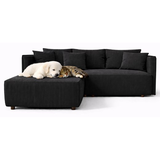 Czarna rozkładana nowoczesna sofa narożna M6-D12 ze sklepu Edinos.pl w kategorii Sofy i kanapy - zdjęcie 188722968