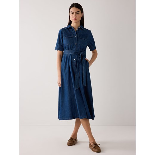 More & More Dżinsowa sukienka damska Kobiety Bawełna (100%) medium stone jednolity ze sklepu vangraaf w kategorii Sukienki - zdjęcie 188733238