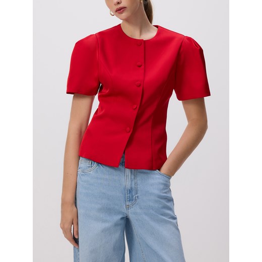 Reserved - Bluzka z bufkami - czerwony ze sklepu Reserved w kategorii Bluzki damskie - zdjęcie 188749456