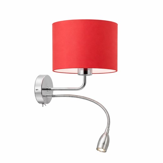 Podwójny kinkiet z abażurem CAPRI nowoczesny kinkiet LED chrom/czerwony ze sklepu Lysne w kategorii Lampy ścienne - zdjęcie 188754737