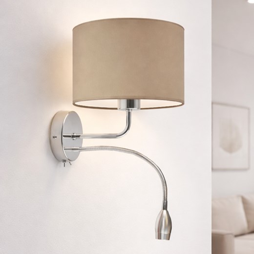 Kinkiet do czytania w sypialni CAPRI z beżowym abażurem ze sklepu Lysne w kategorii Lampy ścienne - zdjęcie 188754745