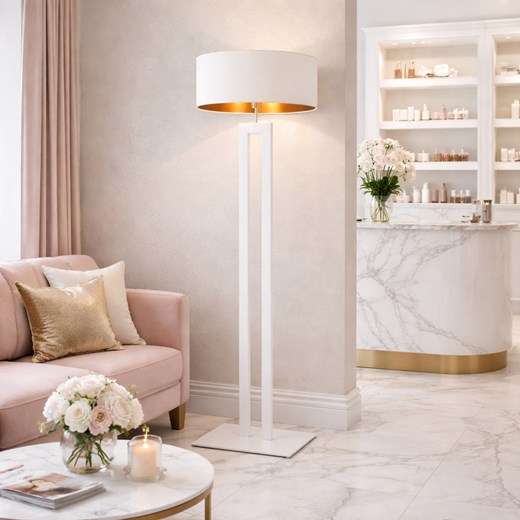 Elegancka biała lampa podłogowa do sypialni KALIFORNIA GOLD ze sklepu Lysne w kategorii Lampy podłogowe - zdjęcie 188754759