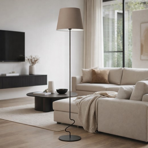 Lampa stojąca do salonu obok sofy SURAT beżowy abażur stożek ze sklepu Lysne w kategorii Lampy podłogowe - zdjęcie 188762498