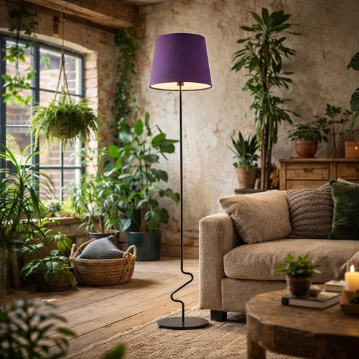 Designerska fioletowa lampa stojąca do salonu w stylu wabi sabi SURAT ze sklepu Lysne w kategorii Lampy podłogowe - zdjęcie 188762508