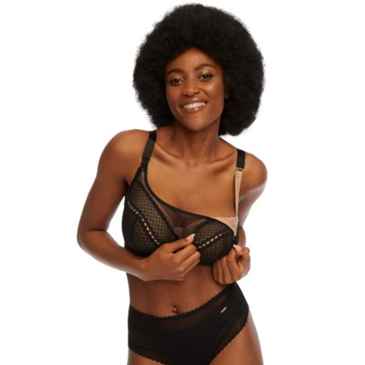 Grace BM-929 czarny bawełniany biustonosz do karmienia, Kolor czarny-wzór, Rozmiar 70D, Kinga ze sklepu Primodo w kategorii Biustonosze - zdjęcie 188773386