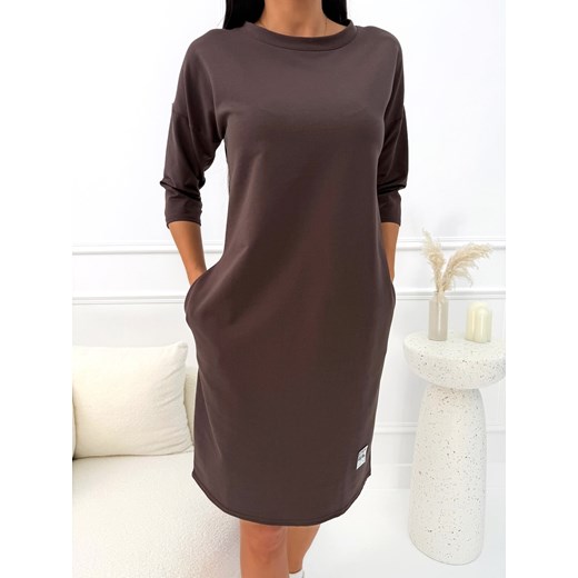 Ciemnobrązowa Sportowa Sukienka ze sklepu ModnaKiecka.pl w kategorii Sukienki - zdjęcie 188821578