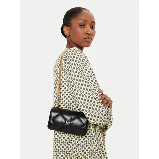 Torebka Tory Burch Mini Kira Diamond Quilt Flap Bag 154710 Czarny ze sklepu eobuwie.pl w kategorii Kopertówki - zdjęcie 188824889