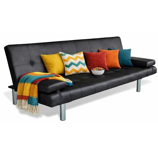 Czarna kanapa rozkładana z ekoskóry D4-R63 ze sklepu Edinos.pl w kategorii Sofy i kanapy - zdjęcie 188827458