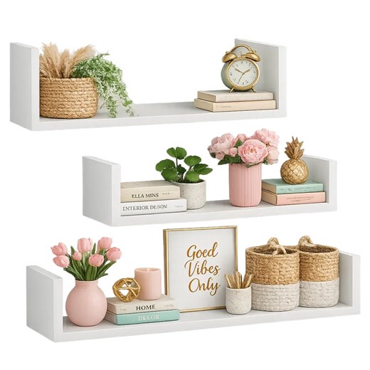 Komplet 3 Białych Półek Ściennych H7-P75 ze sklepu Edinos.pl w kategorii Półki - zdjęcie 188855135