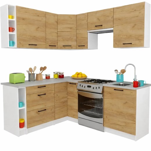 Nowoczesne meble kuchenne dąb craft G5-S48 ze sklepu Edinos.pl w kategorii Zestawy mebli kuchennych - zdjęcie 188855146