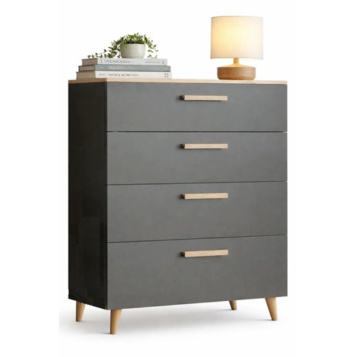 Antracytowa komoda na nóżkach D8-M14 ze sklepu Edinos.pl w kategorii Komody - zdjęcie 188862155