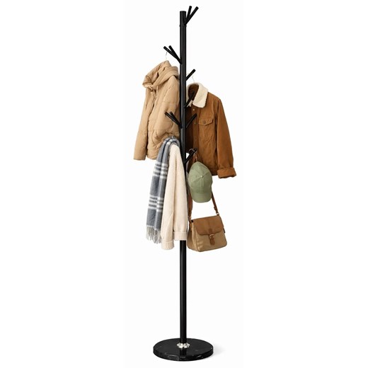 Czarny stojący na ubrania wieszak z 12 haczykami B2-C09 ze sklepu Edinos.pl w kategorii Zestawy mebli do przedpokoju - zdjęcie 188890266