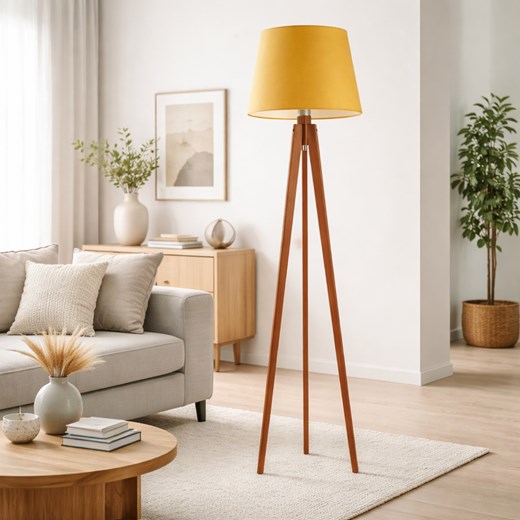 Drewniana lampa stojąca na trzech nogach w skandynawskim stylu CURACAO ze sklepu Lysne w kategorii Lampy podłogowe - zdjęcie 188895939