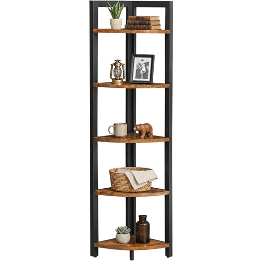 Industrialny Stojący Regał Narożny Rustykalny Brąz K3-N43 ze sklepu Edinos.pl w kategorii Regały i witryny - zdjęcie 188901528