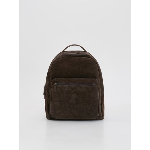Reserved - Zamszowy plecak z uchwytem - ciemnobrązowy ze sklepu Reserved w kategorii Torebki damskie - zdjęcie 188936768