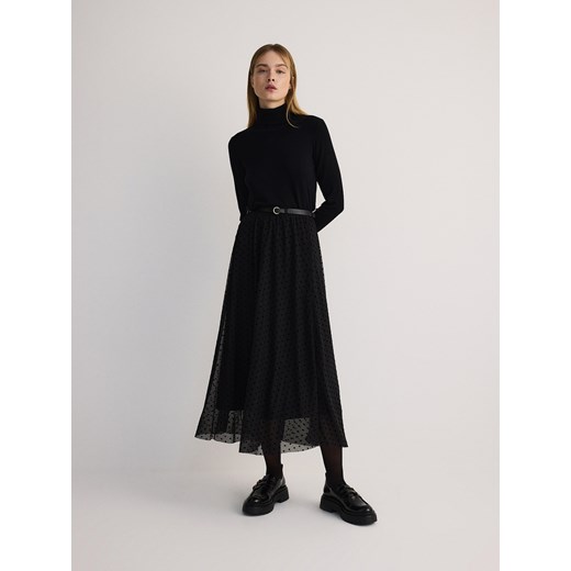 Reserved - Spódnica z ozdobnym paskiem - czarny ze sklepu Reserved w kategorii Spódnice - zdjęcie 188940119
