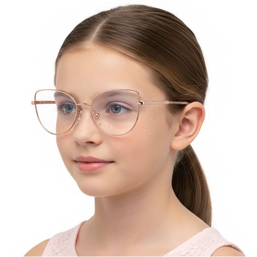 Okulary dla dziewczynki kocie zerówki do komputera BLUE LIGHT 25187A różowe złoto ze sklepu Stylion w kategorii Akcesoria dziecięce - zdjęcie 188962988