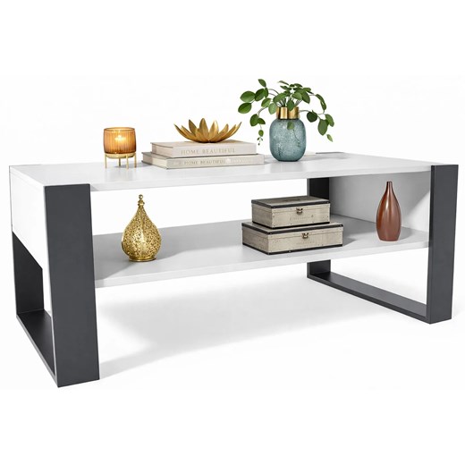 Nowoczesna prostokątna ława - biały + czarny T1-L45 ze sklepu Edinos.pl w kategorii Stoły - zdjęcie 188964486