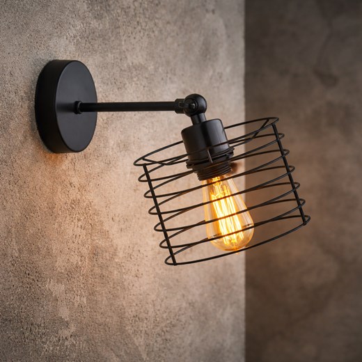 Czarna lampa ścienna loft z ruchomym kloszem RODOS LOFT ze sklepu Lysne w kategorii Lampy ścienne - zdjęcie 188980508