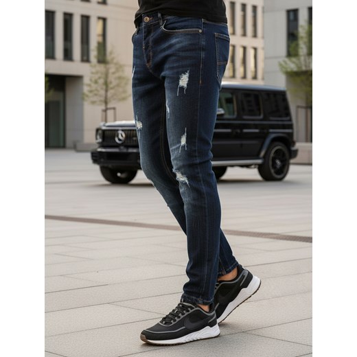 Spodnie męskie granatowe Dstreet UX3810 ze sklepu DSTREET.PL w kategorii Spodnie męskie - zdjęcie 189000717