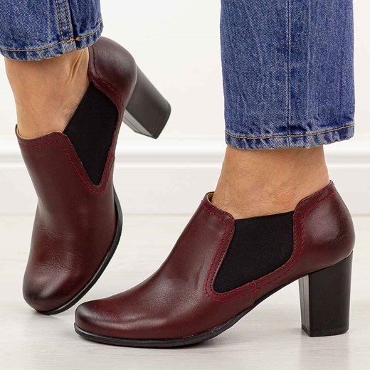 Bordowe Polskie botki damskie Gregors 553 ze sklepu suzana.pl w kategorii Botki - zdjęcie 189009989