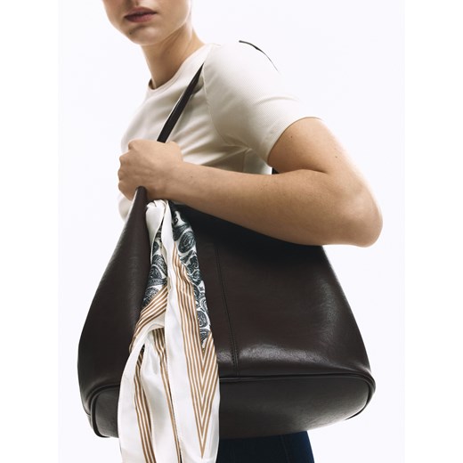Reserved - Torebka shopper - ciemnobrązowy ze sklepu Reserved w kategorii Torebki damskie - zdjęcie 189011319