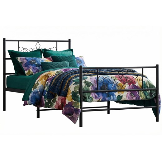 Czarne metalowe łózko rustykalne 100x200cm - Radina ze sklepu Edinos.pl w kategorii Łóżka i materace - zdjęcie 189027747