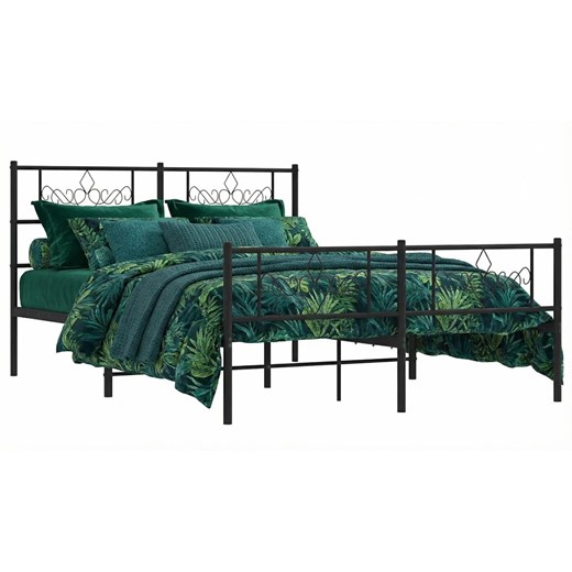 Czarne metalowe łóżko małżeńskie 160x200cm - Radina ze sklepu Edinos.pl w kategorii Łóżka i materace - zdjęcie 189027748