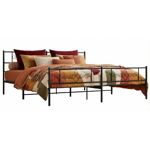 Czarne metalowe łóżko małżeńskie 180x200cm R4-T80 ze sklepu Edinos.pl w kategorii Łóżka i materace - zdjęcie 189027749