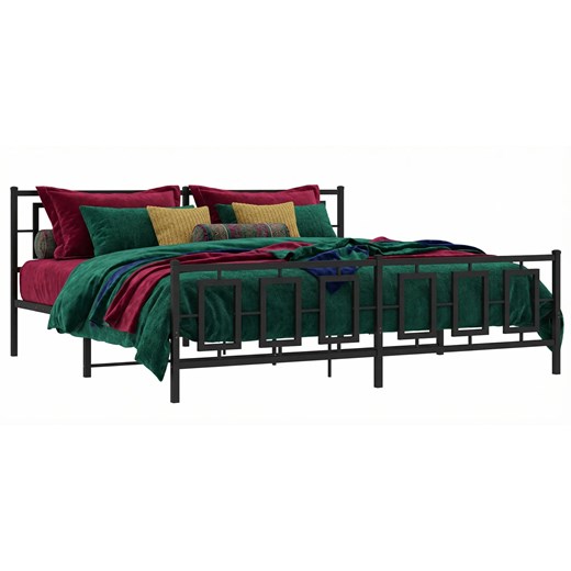 Czarne metalowe łóżko małżeńskie 200x200cm - Maneo ze sklepu Edinos.pl w kategorii Łóżka i materace - zdjęcie 189027755