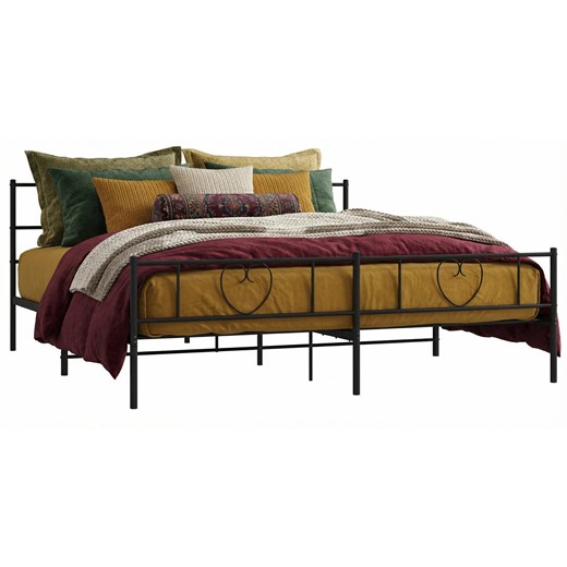 Czarne rustykalne łóżko małżeńskie 180x200cm - Veligo ze sklepu Edinos.pl w kategorii Łóżka i materace - zdjęcie 189027767