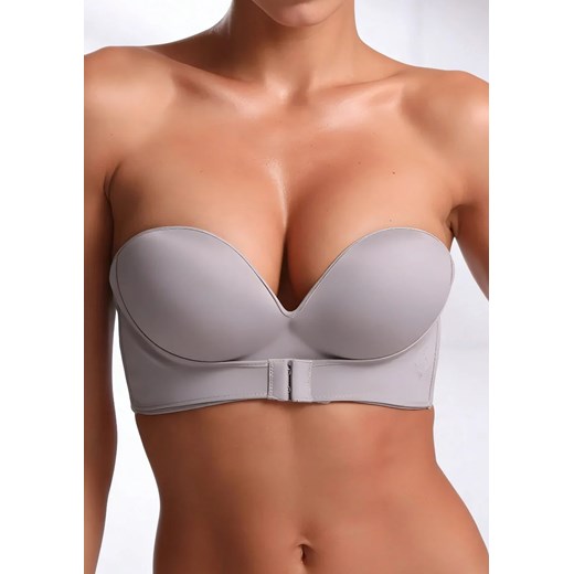 Biustonosz push up zapinany z przodu - Szary / 70A ze sklepu Valetta.pl w kategorii Biustonosze - zdjęcie 189034686