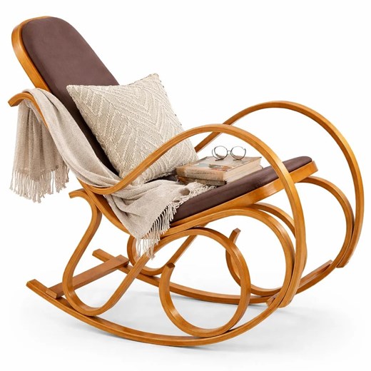 Drewniany fotel bujany w kolorze T5-D20 ze sklepu Edinos.pl w kategorii Fotele - zdjęcie 189035207