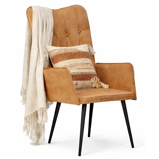 Brązowy fotel z wysokim oparciem N3-D43 ze sklepu Edinos.pl w kategorii Fotele - zdjęcie 189035246