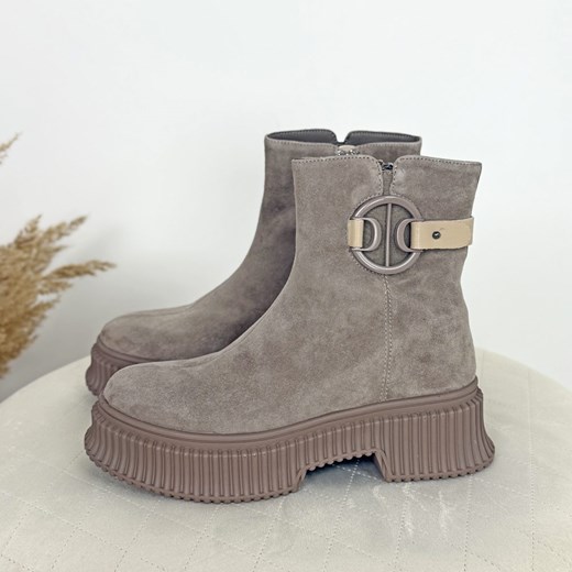 Beżowe skórzane botki damskie T.Sokolski 519 ze sklepu suzana.pl w kategorii Botki - zdjęcie 189039539