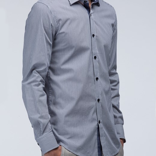 Morato Long-sleeved Shirts - Slim fit button down shirt with stripes and contrast trim morato-it niebieski Oksfordki damskie